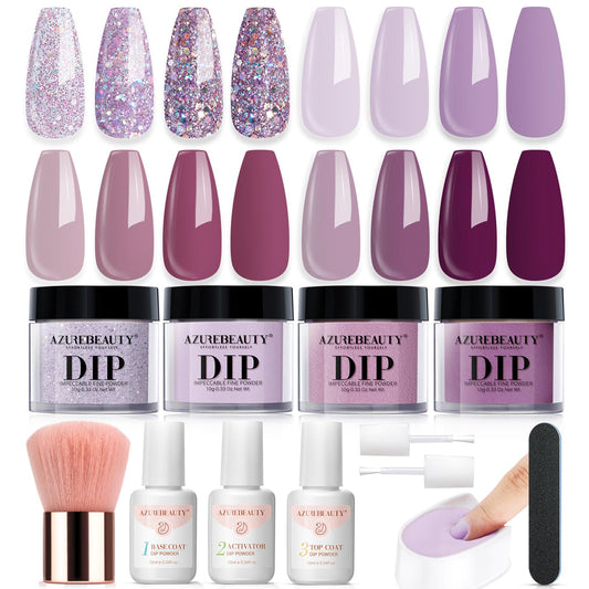 AZUREBEAUTY dip powder eggplant purple bottle for long-lasting salon color