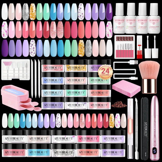 AZUREBEAUTY dip powder kit with 24 colors for at-home nails