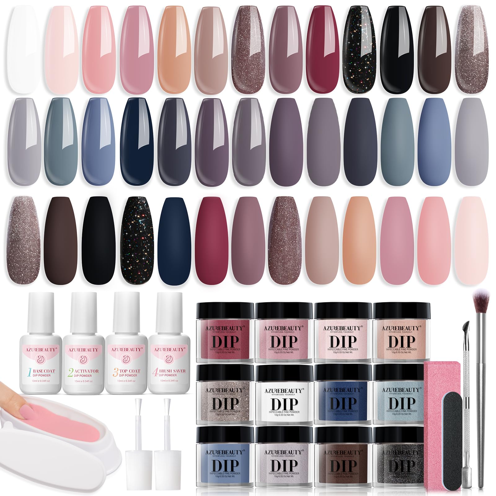 AzureBeauty dip powder kit collection with 31 pieces for at-home salon results