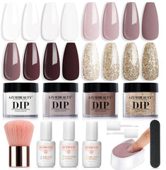 AzureBeauty dip powder kit front view with complete set for easy DIY manicure