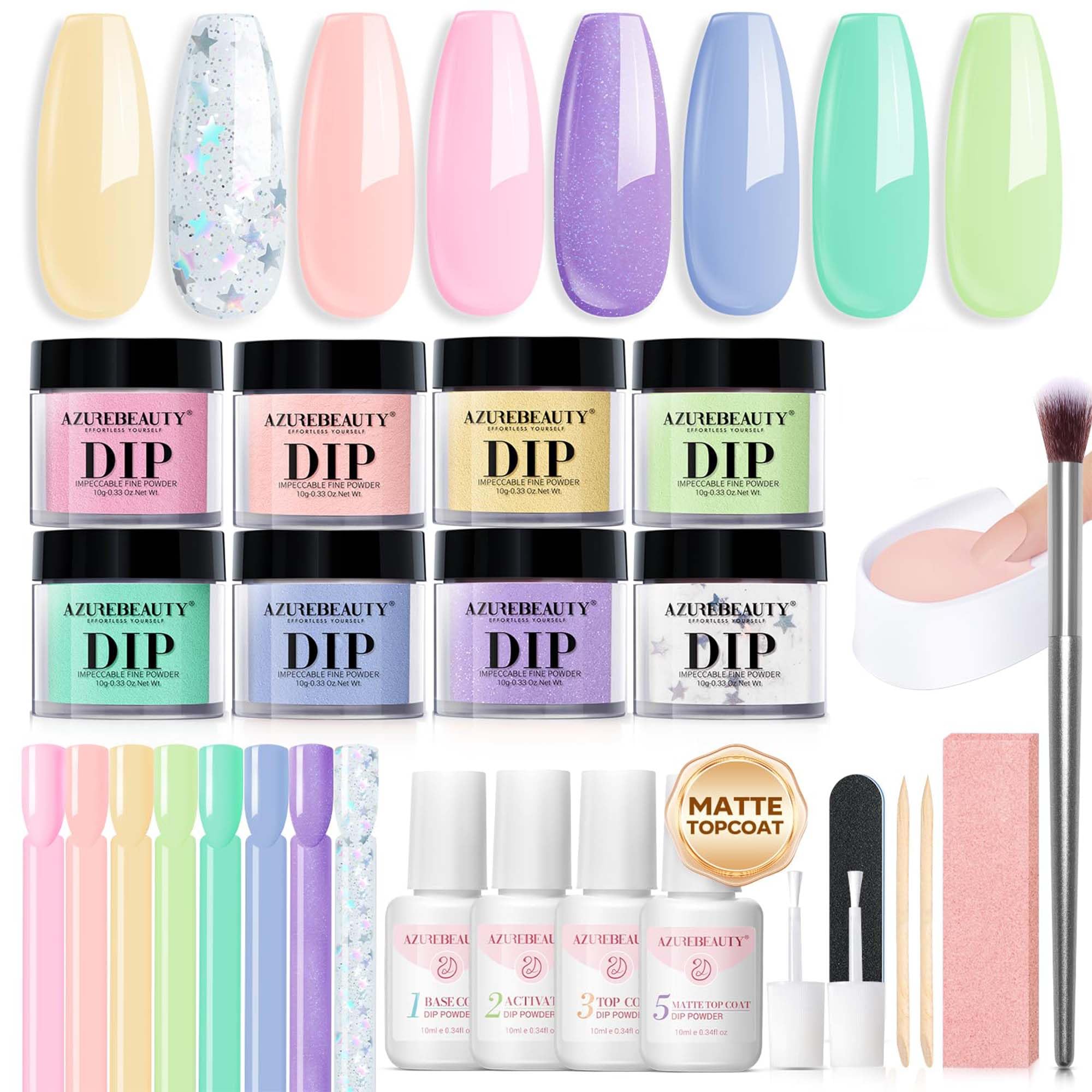 AZUREBEAUTY macaron-inspired dip kit palette for playful pastel manicures