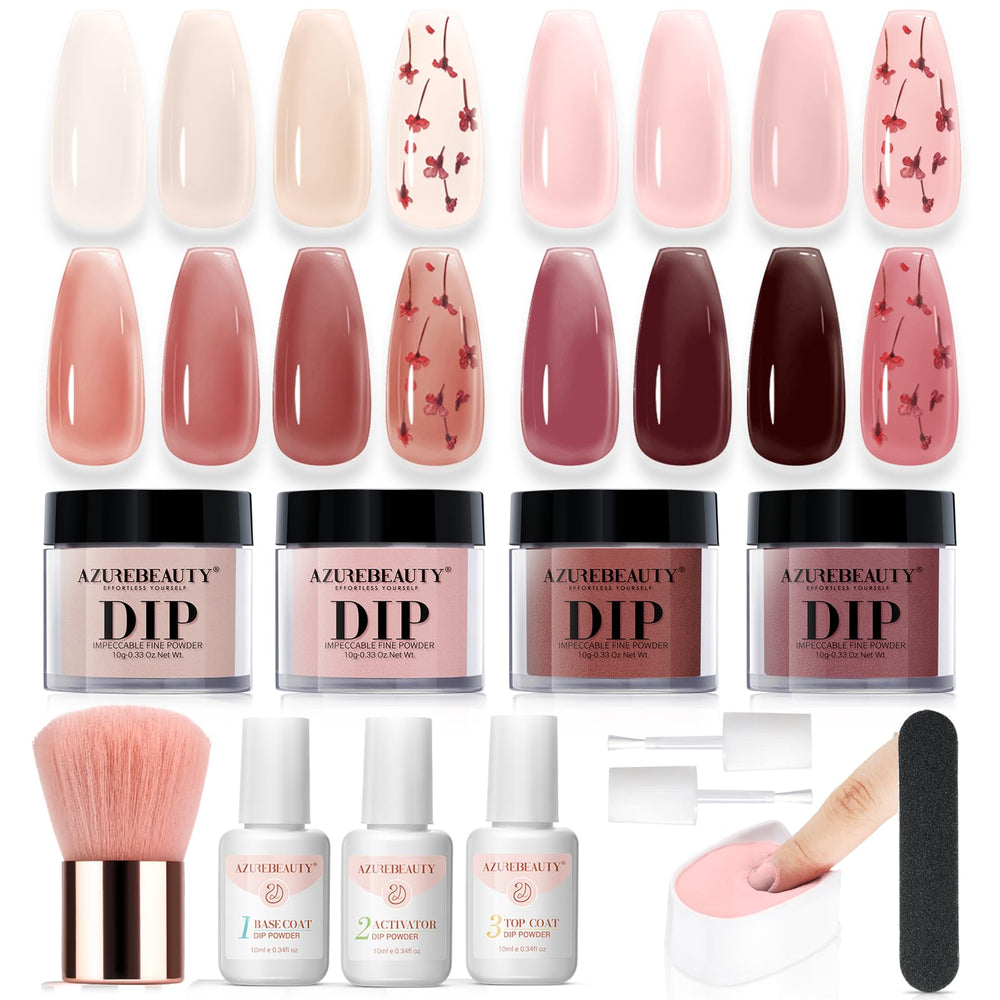 AZUREBEAUTY dip powder kit nude-brown colors for natural-looking nails