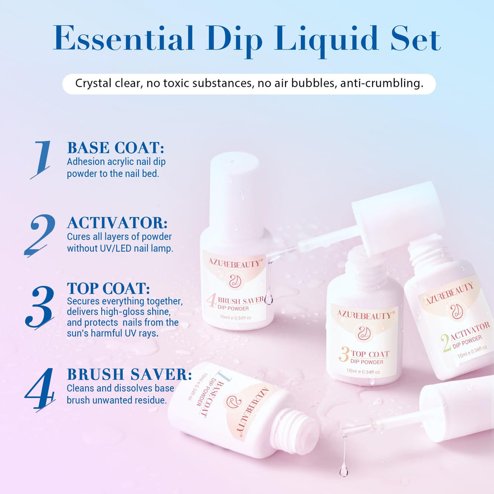 AZUREBEAUTY dip powder kit in salon-quality packaging for home use.