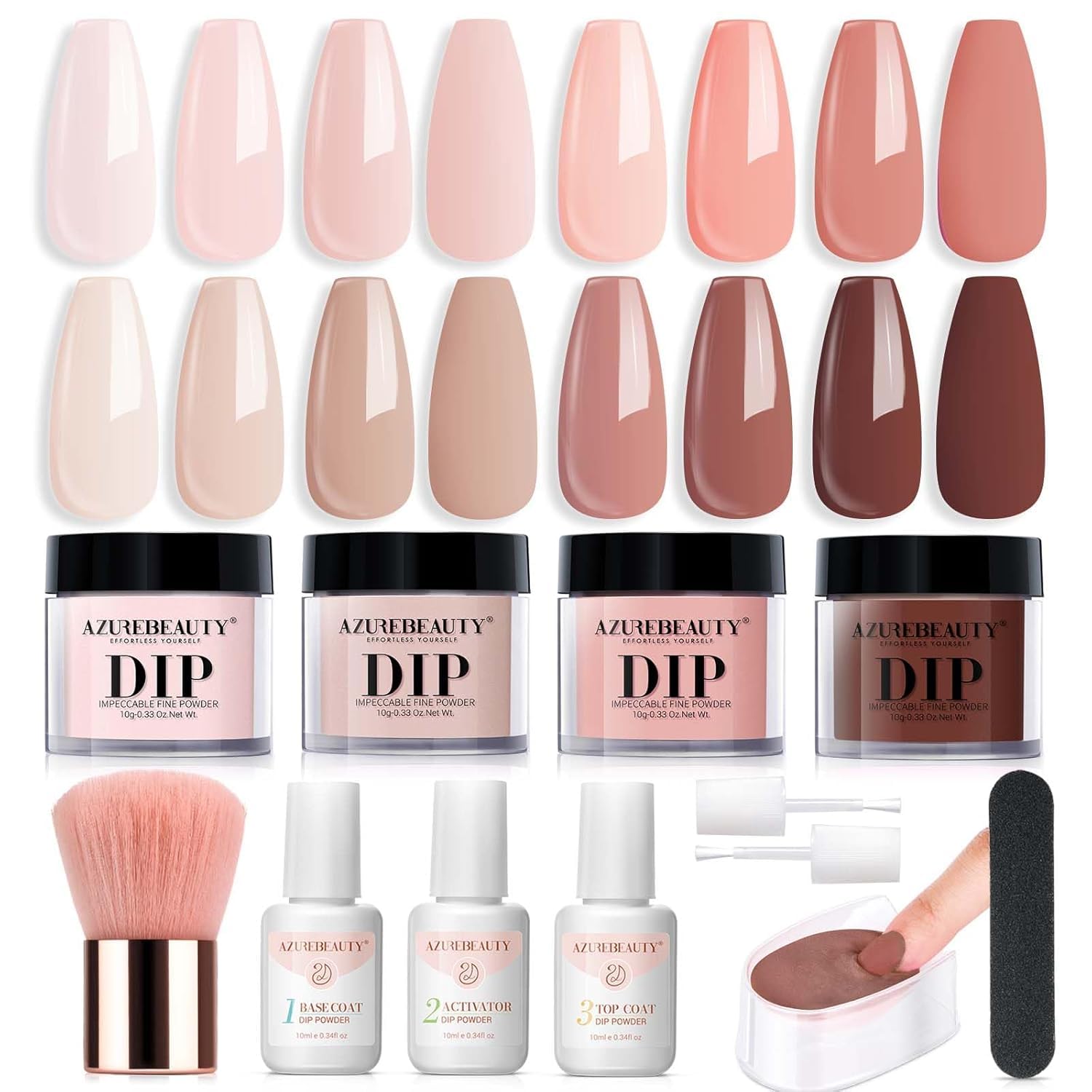 AZUREBEAUTY Dip Powder Kit Starter packaging shown for beginners