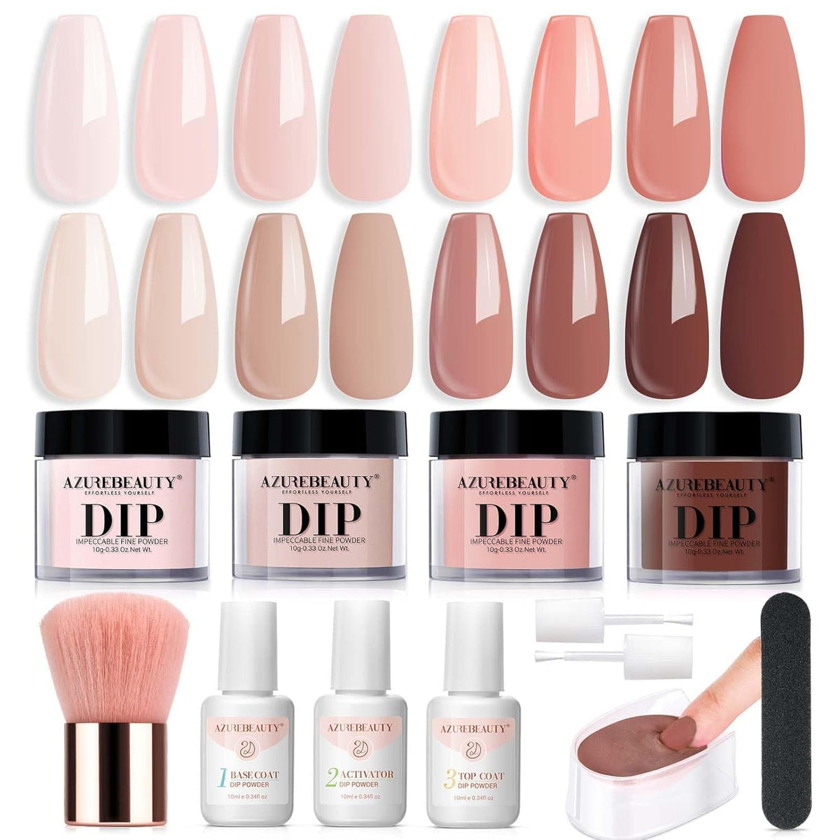 AZUREBEAUTY Dip Powder Kit Starter packaging shown for beginners