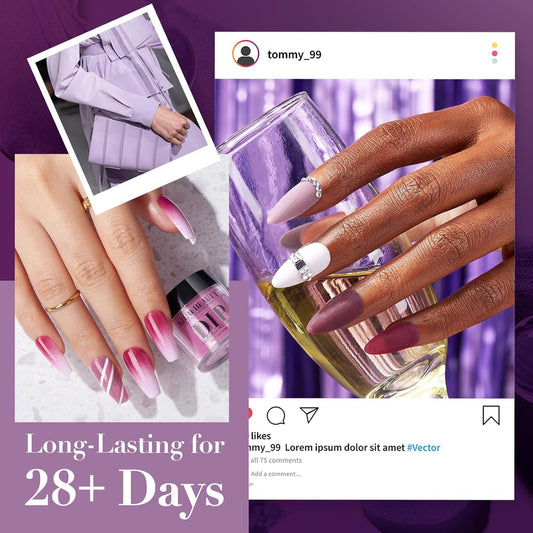 AZUREBEAUTY dip powder lilac purple glitter jar for luminous manicure