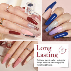 AzureBeauty dip liquids set organized with base, top, activator for durable finishes.