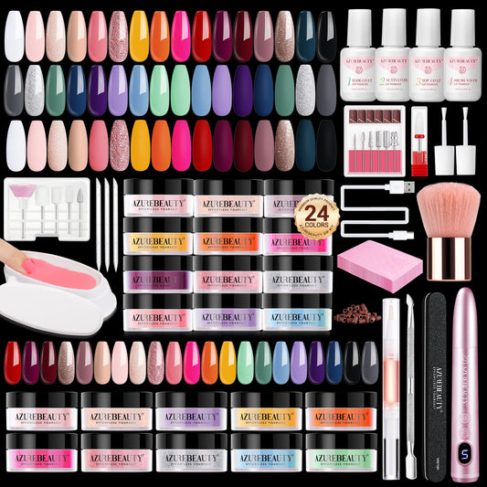 AzureBeauty dip powder kit with 24 colors for versatile home manicures