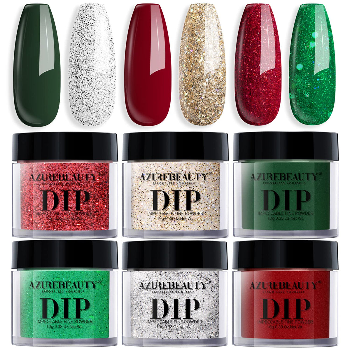 AzureBeauty dip powder set with six colors for versatile at-home manicure