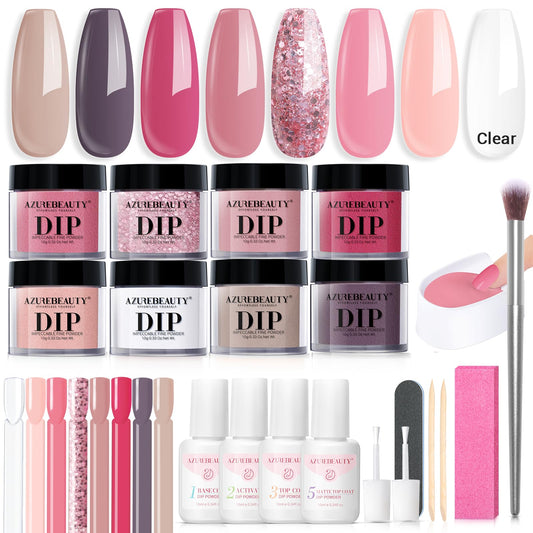 AzureBeauty Dip Powder Kit contents shown for quick at-home setup
