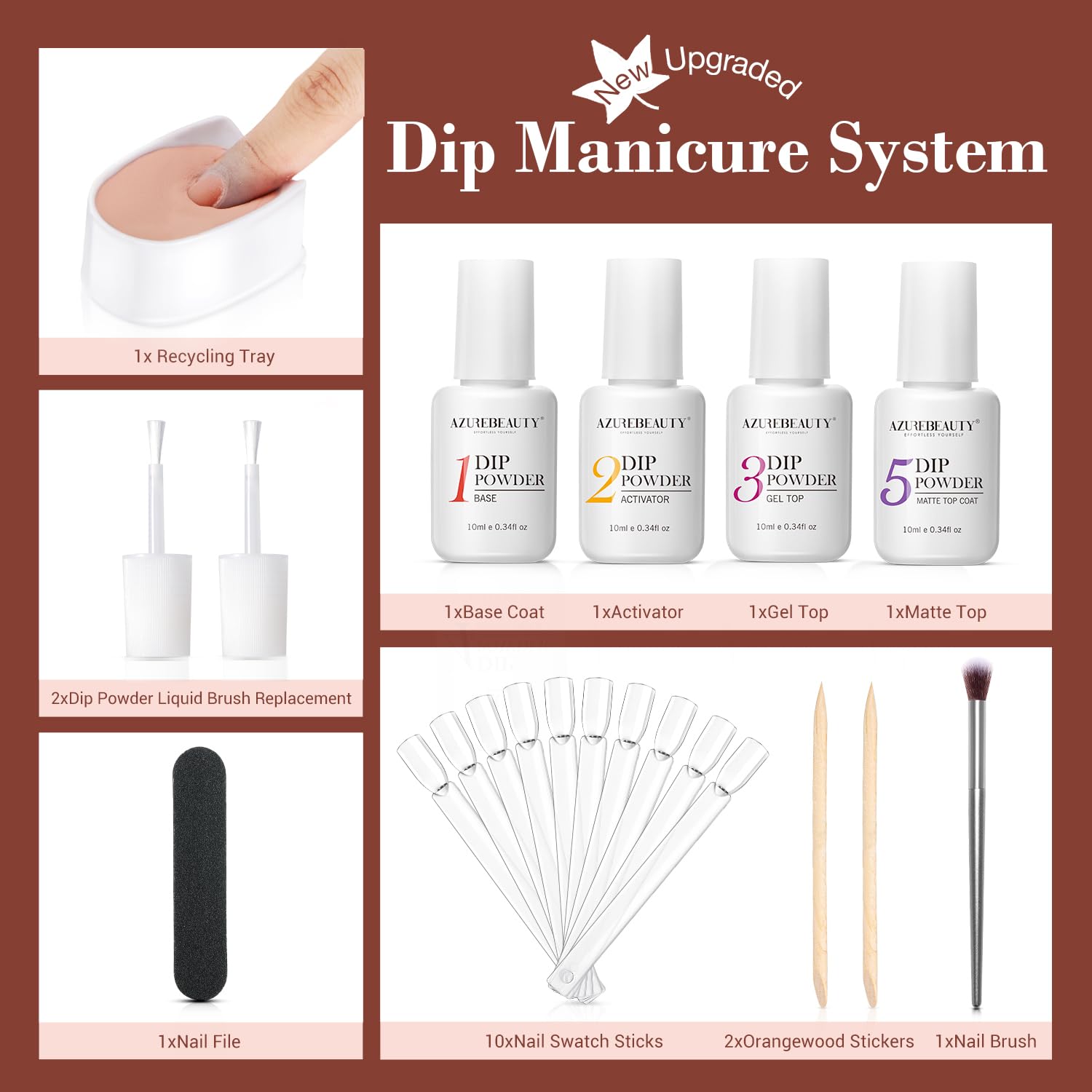 AZUREBEAUTY dip-powder accessories help you test colors before committing