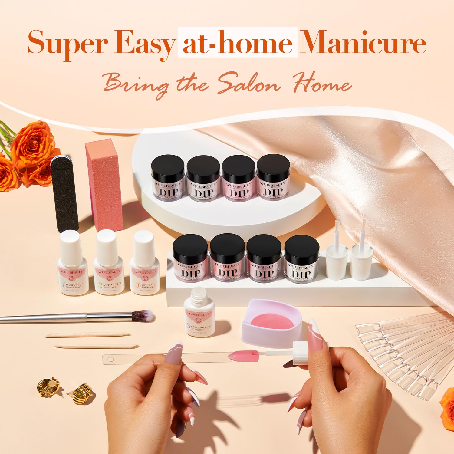 AZUREBEAUTY easy at-home dip kit for no-lamp drying and quick results.