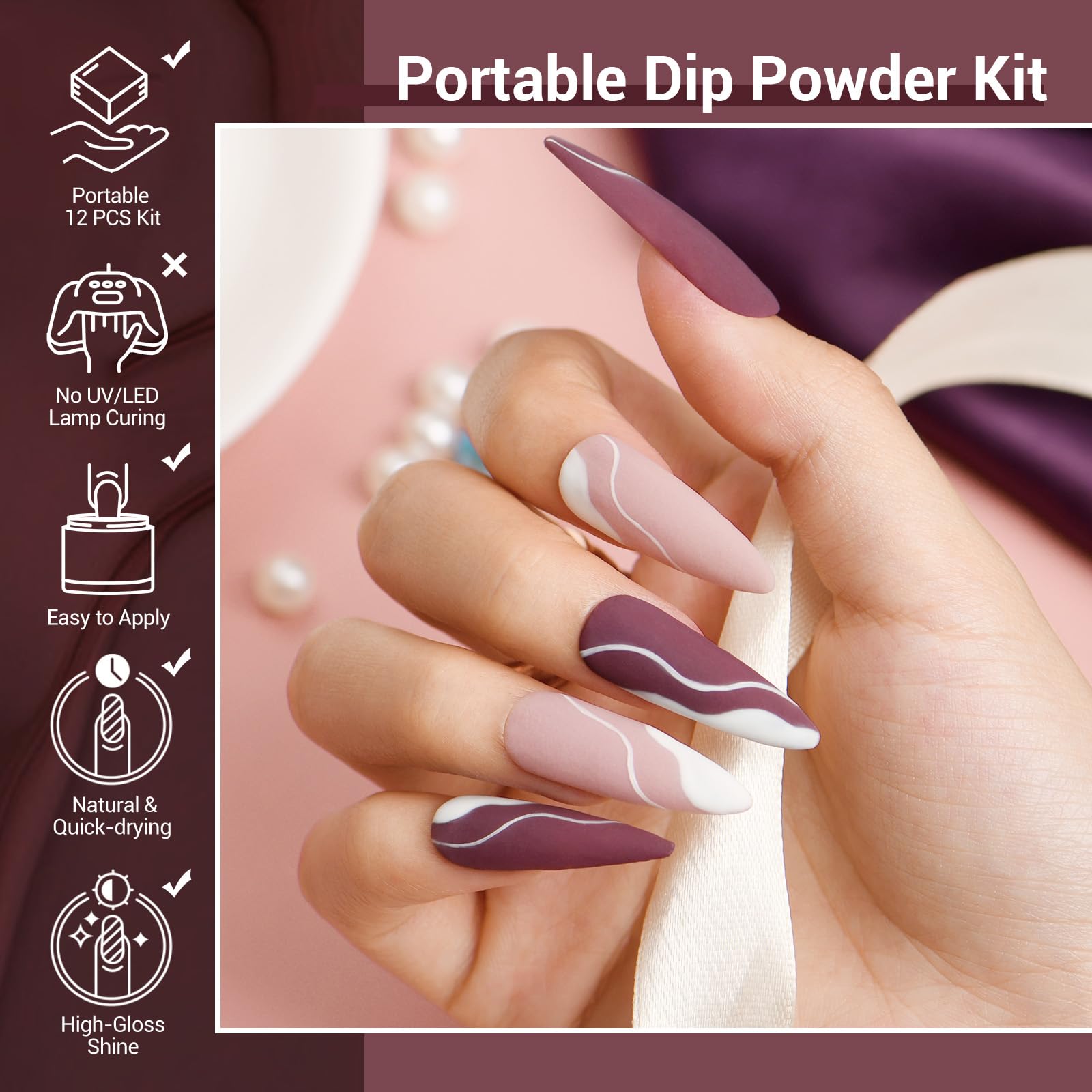 AzureBeauty four-color powder palette showing white and mauve shades for versatile looks