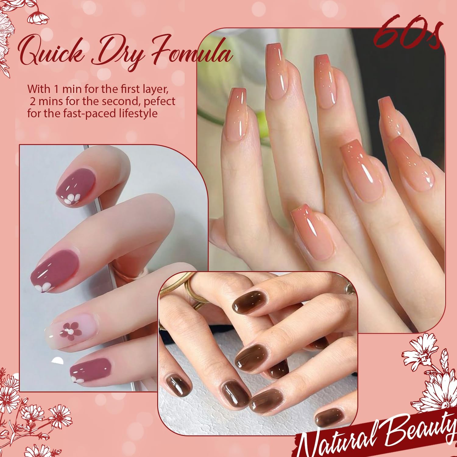 AzureBeauty nude orange jelly nail polish delivers subtle warmth and breathable finish.