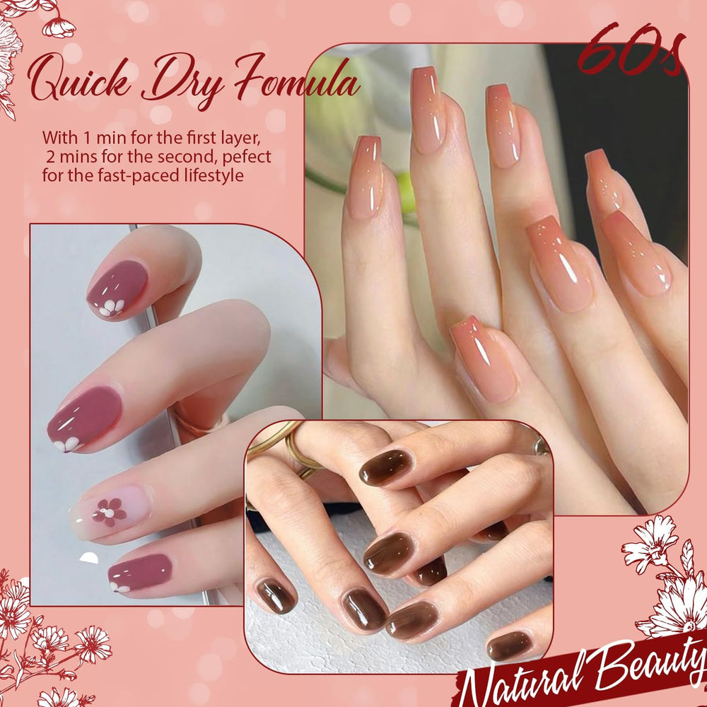 AzureBeauty nude orange jelly nail polish delivers subtle warmth and breathable finish.
