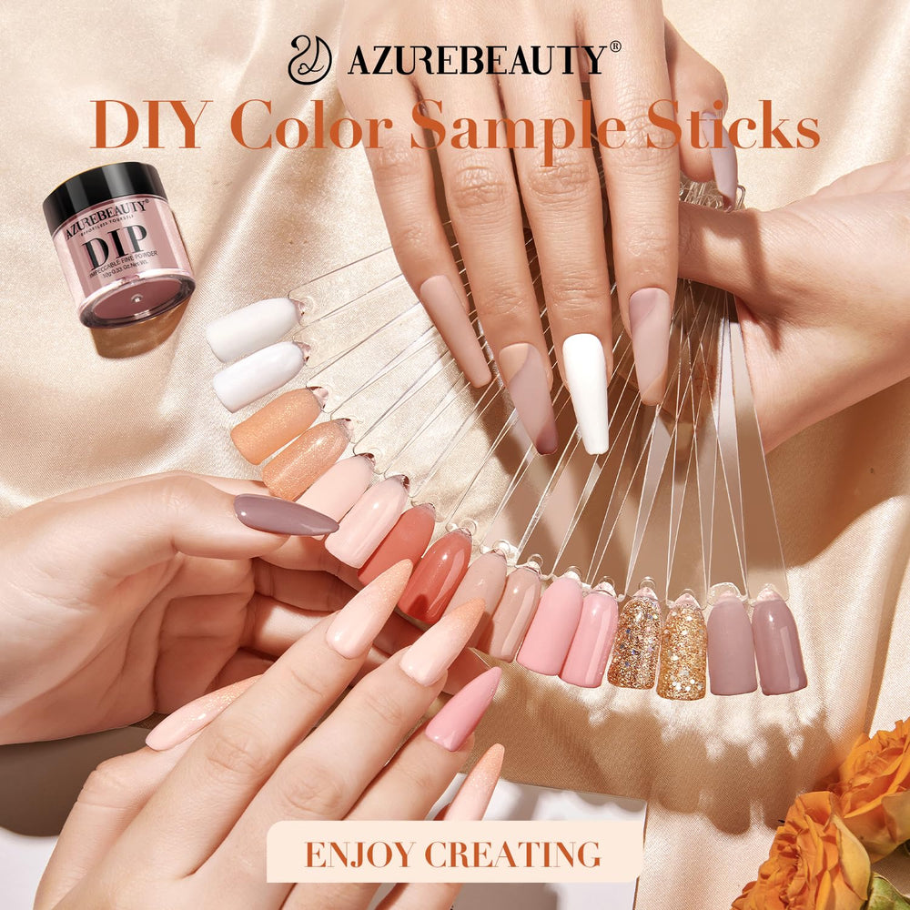AZUREBEAUTY 10 nail sticks and 2 orange wood sticks for testing colors.