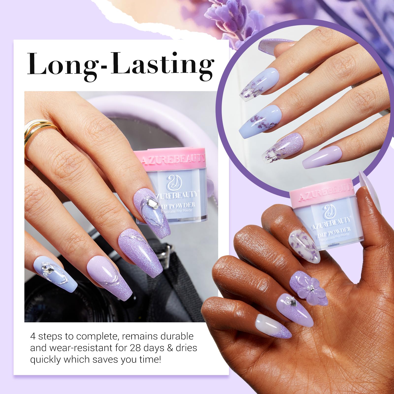AZUREBEAUTY Purple Twilight Bloom base coat bottle ready for color application