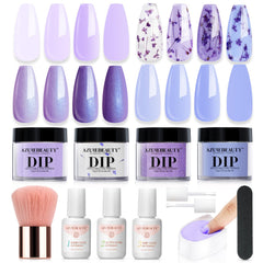 AZUREBEAUTY Purple Twilight Bloom dip kit contents for at-home manicure