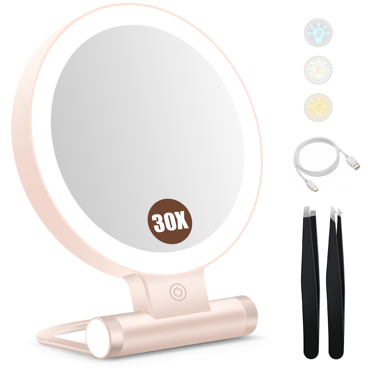 B Beauty Planet magnifying mirror with 1x and 30x detail for precise makeup