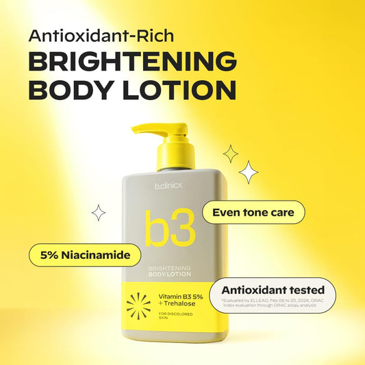 b.clinicx Niacinamide lotion bottle with pump closeup highlighting creamy texture for hydration
