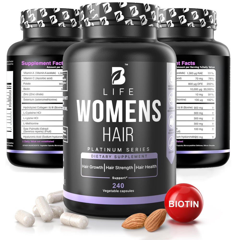 B Life Company hair vitamins bottle front for hair growth support