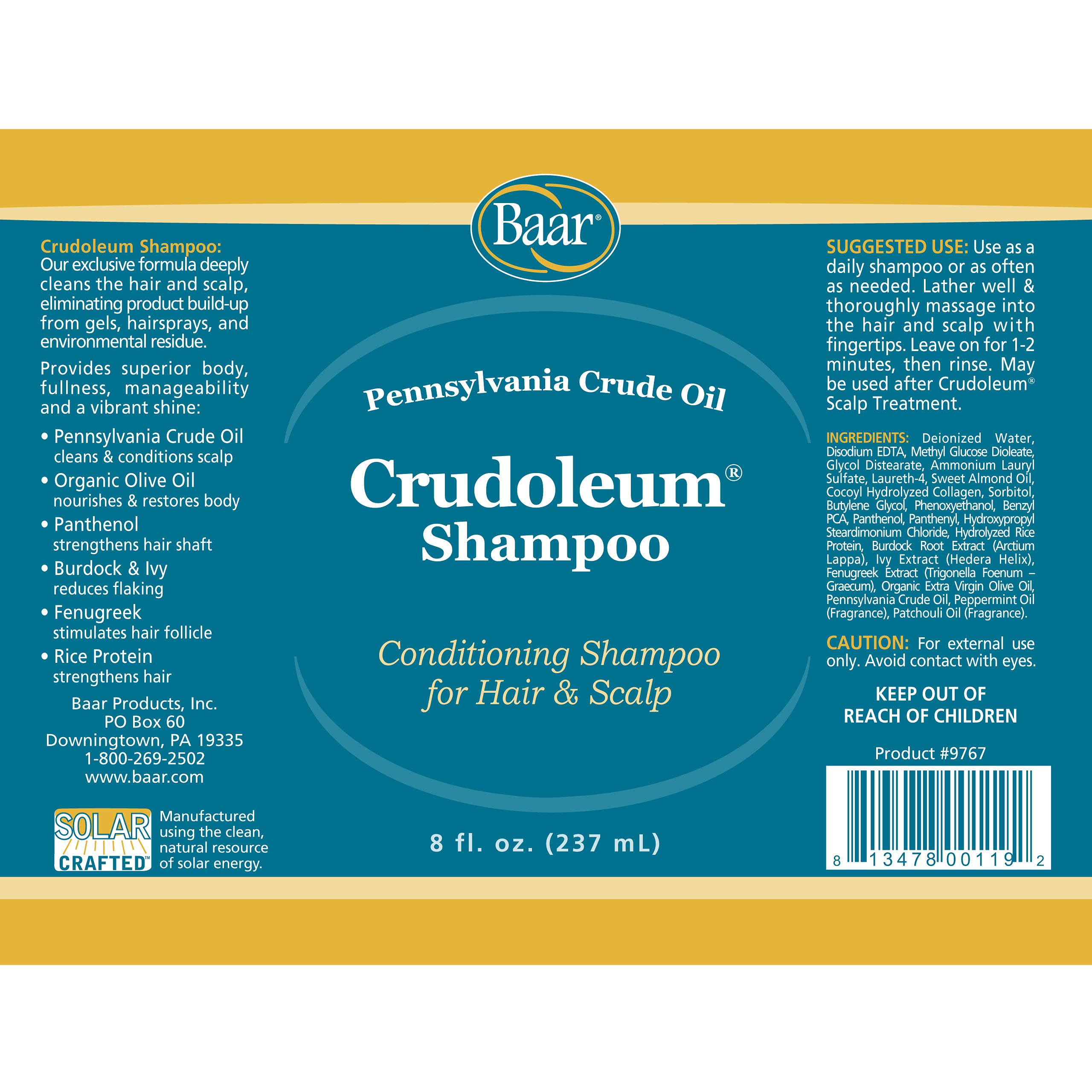 Lather from Baar Crudoleum Shampoo nourishes during wash