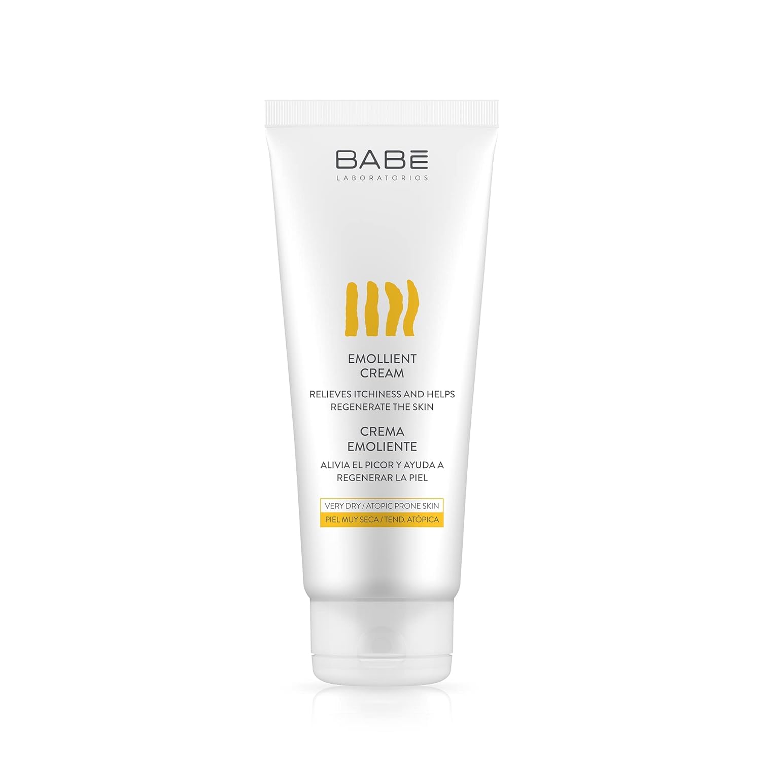 Babe Laboratorios emollient cream packaging, 200 ml, ideal for daily moisture.