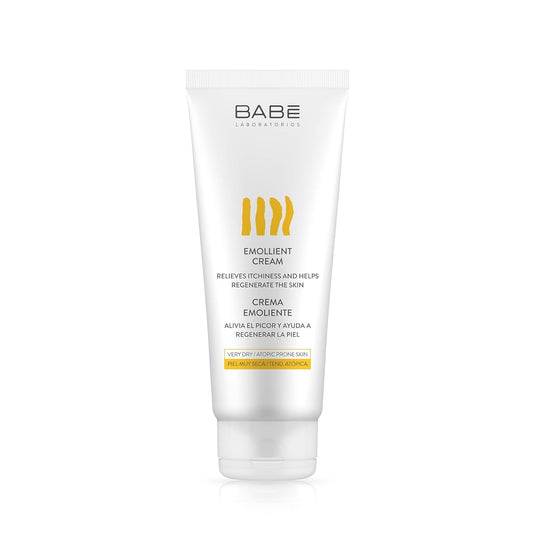 Babe Laboratorios emollient cream packaging, 200 ml, ideal for daily moisture.