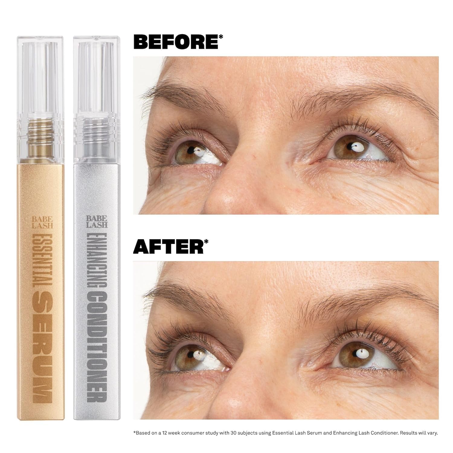 Babe Lash Enhancing Conditioner brush application promoting lash nourishment