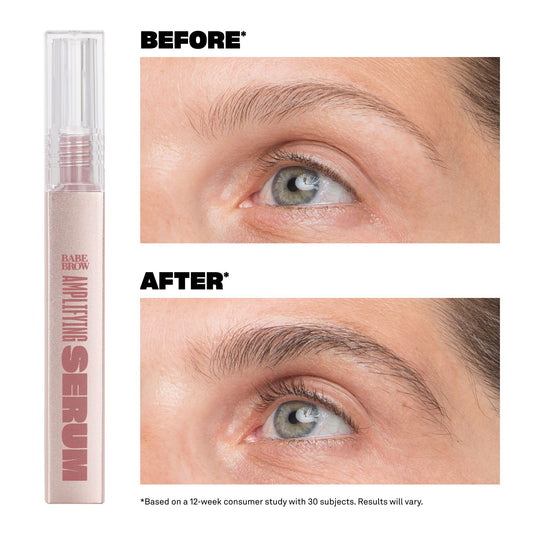 BABE ORIGINAL Brow Serum brush applying onto brows for precise night use