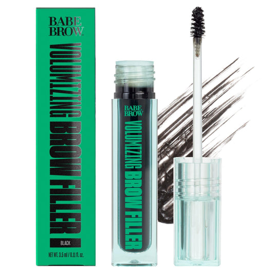 Babe Original Eyebrow Filler tube close-up showing fiber-rich formula for fuller brows.