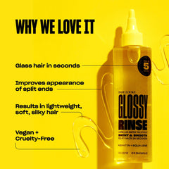 Hands apply BABE ORIGINAL Glossy Rinse onto wet hair after shampoo