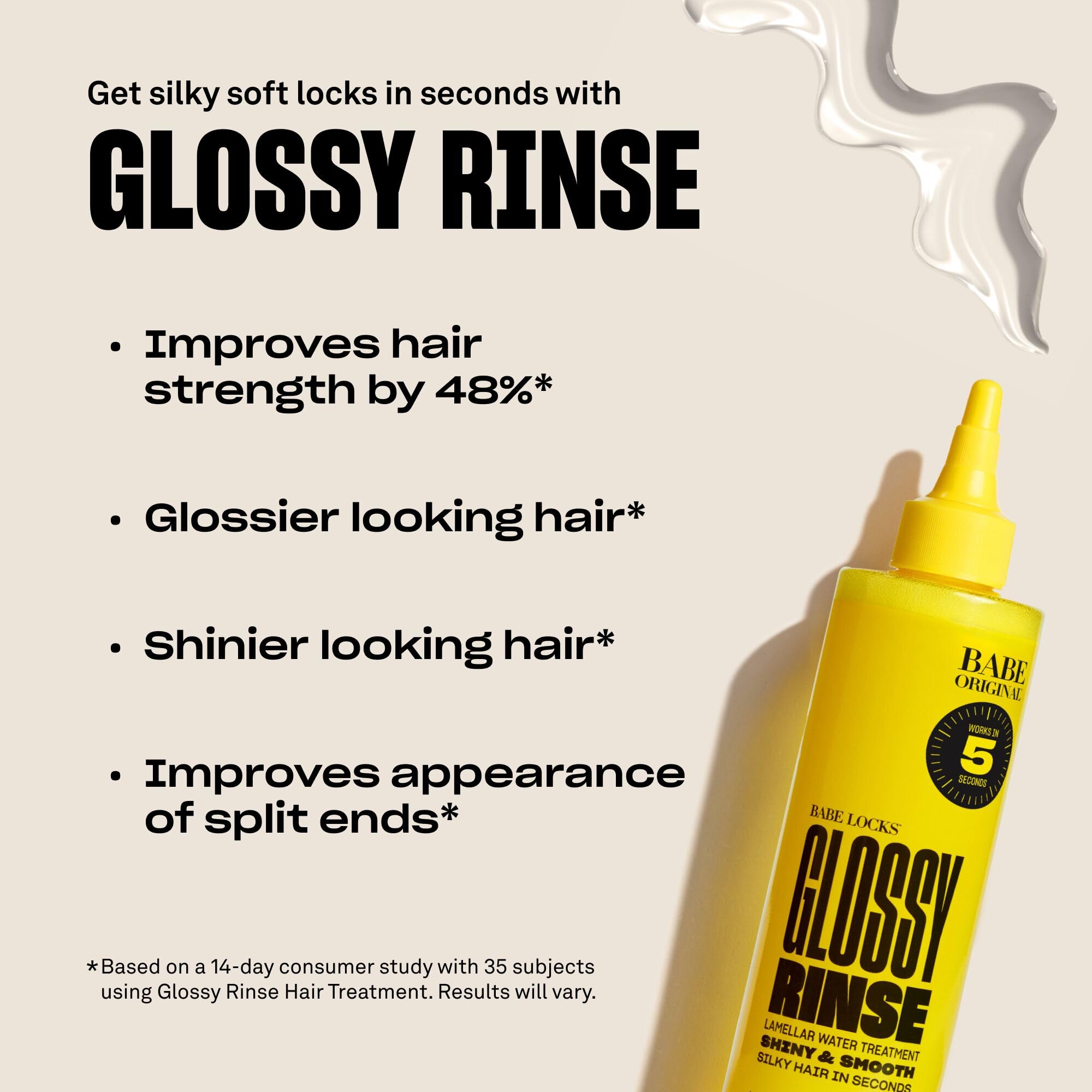 Shiny, smooth hair surface after using BABE ORIGINAL Glossy Rinse