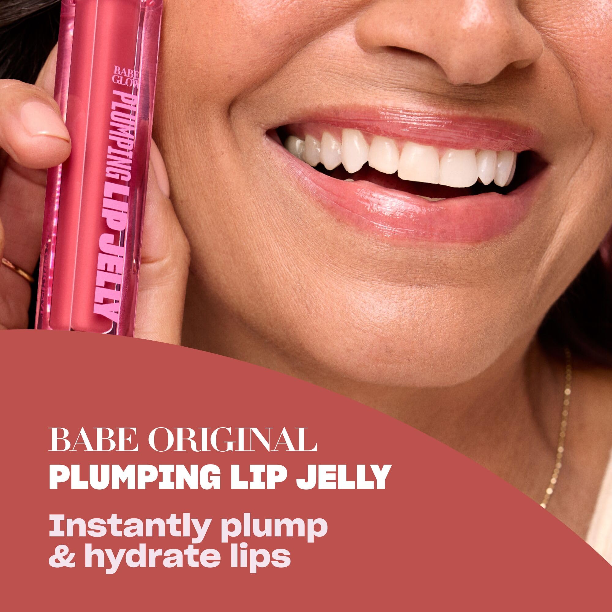 BABE ORIGINAL Glow Plumping Lip Jelly Rose application for instant shine