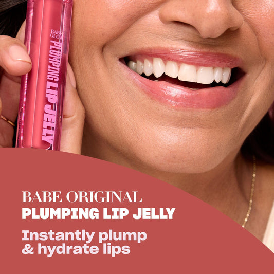 BABE ORIGINAL Glow Plumping Lip Jelly Rose application for instant shine