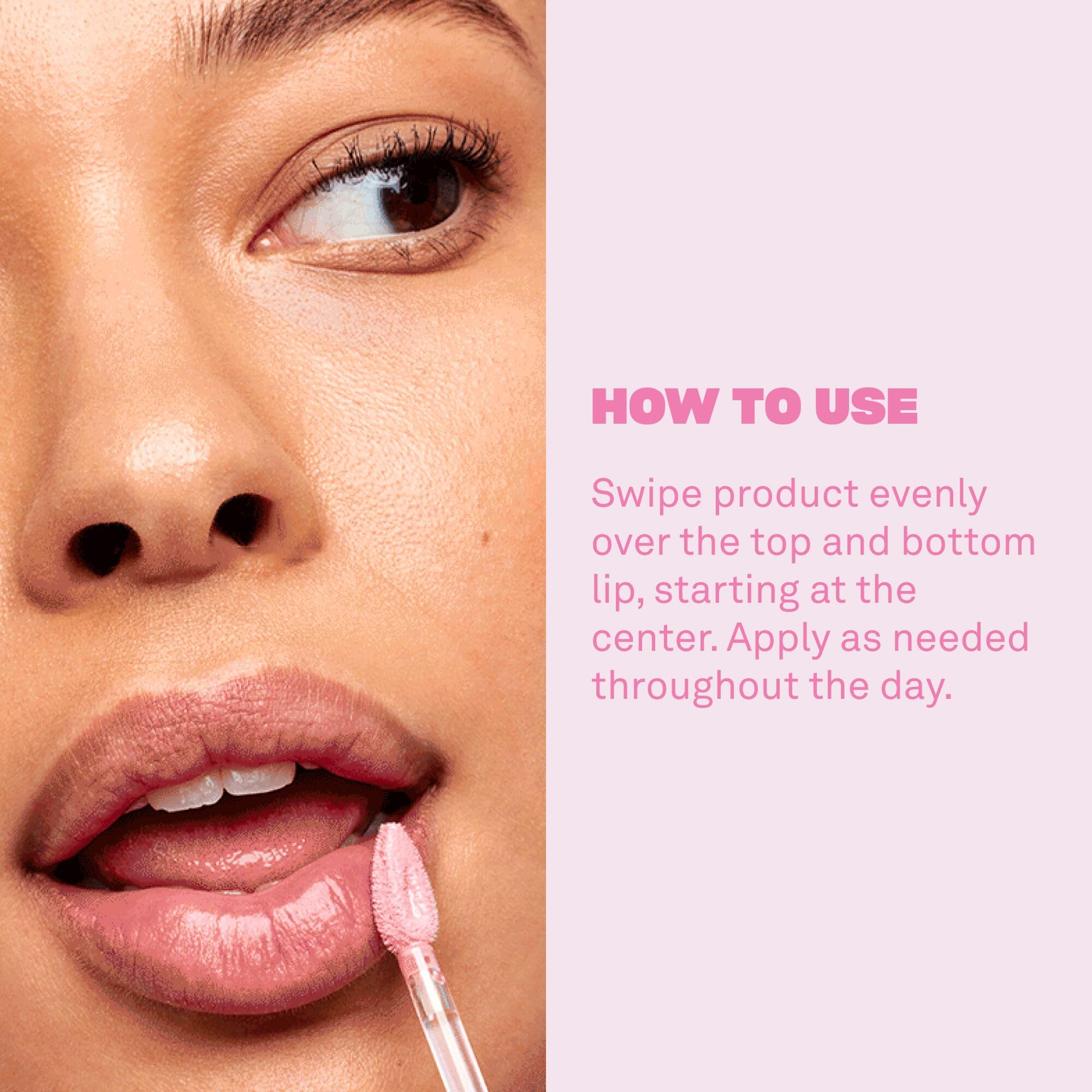BABE ORIGINAL Glow Plumping Lip Jelly Rose with a glossy finish on lips