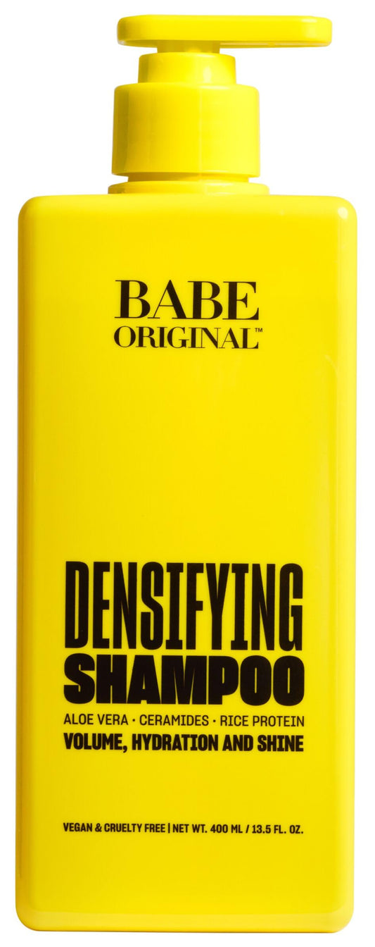 BABE ORIGINAL Locks Densifying Shampoo bottle showing sleek packaging for thicker-looking hair
