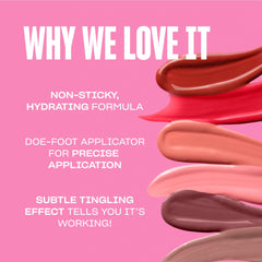 Vegan, cruelty-free formula of BABE ORIGINAL lip jelly in peach.
