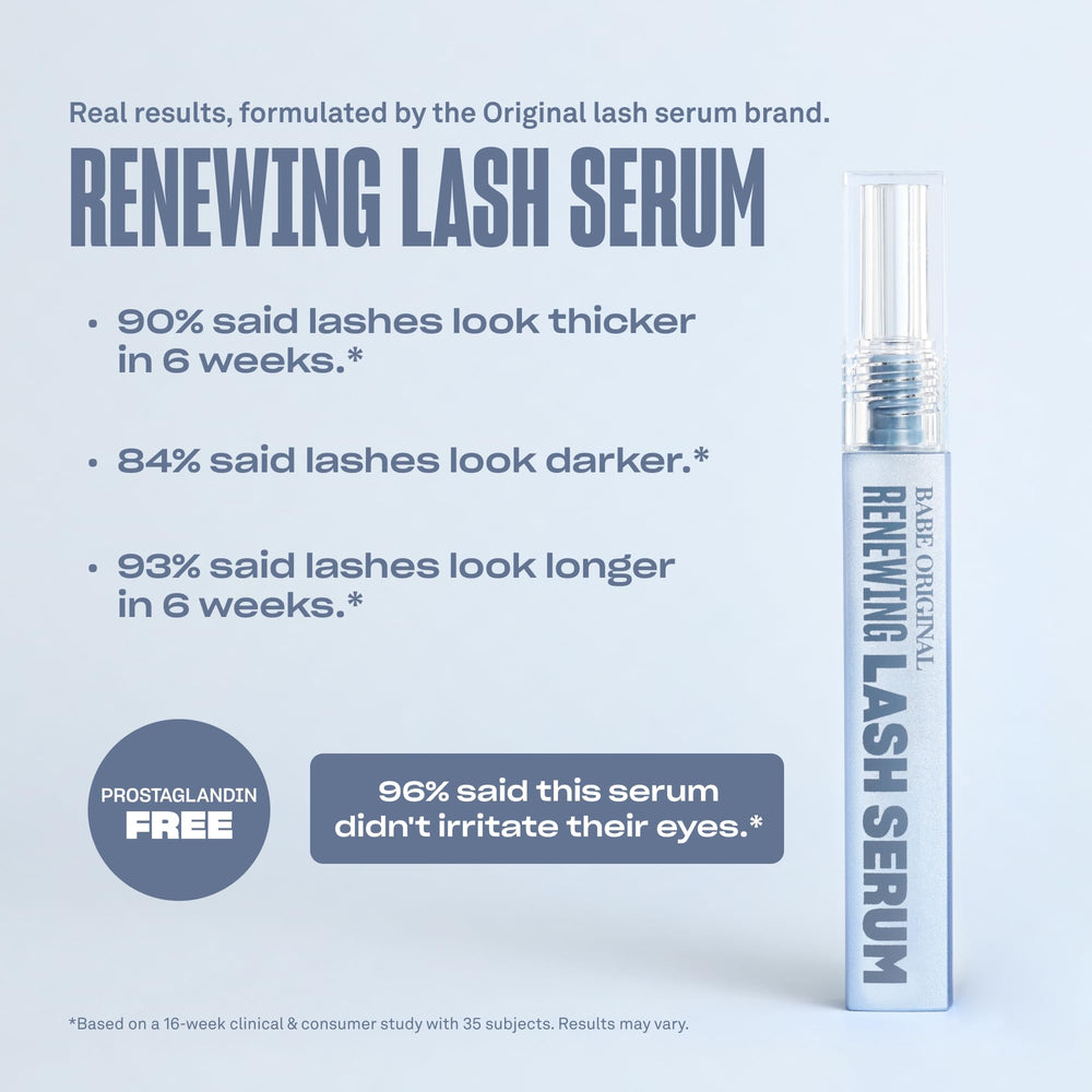 Botanical ingredients in Babe Original Renewing Lash Serum highlighted for soothing lash care