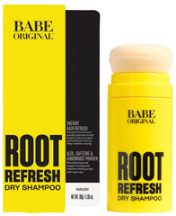 BABE ORIGINAL root refresh dry shampoo powder delivering instant oil absorption and volume.