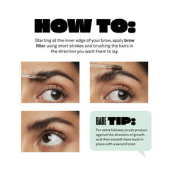 Flake-proof formula of Babe Original brow filler for all-day wear.