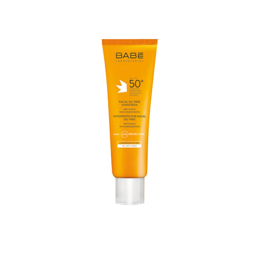 Babe Sunscreen Face Cream SPF50 50ml bottle with an oil-free formula for daily protection.