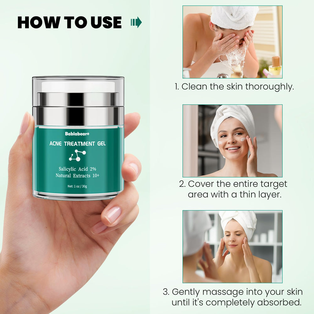 Close up of Bablabear acne cream texture ideal for spot treatment