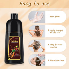 Bablabear brown hair dye shampoo foaming action shows hair coating with reduced frizz.