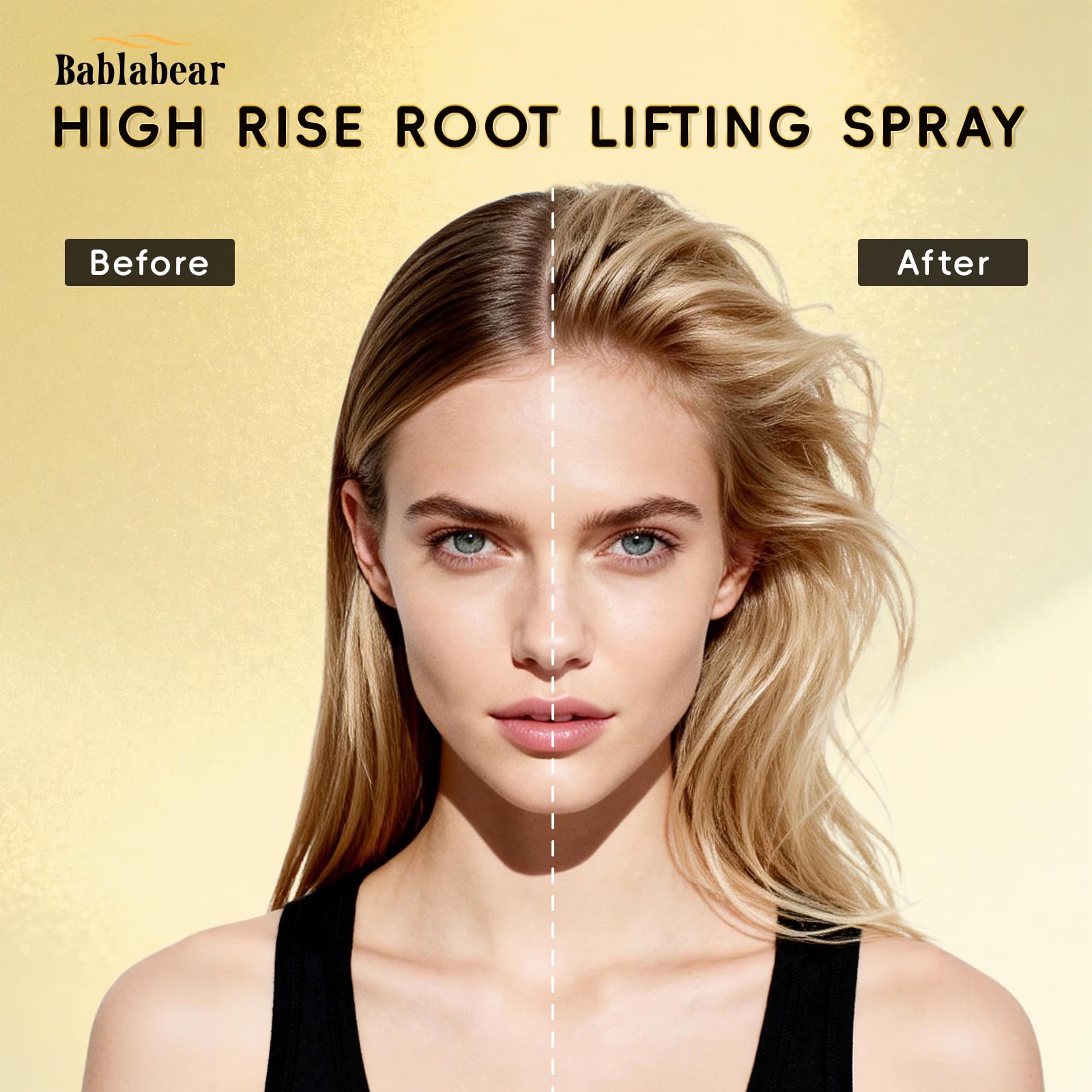 Bablabear root-boost on wet hair creates lift that lasts through styling.