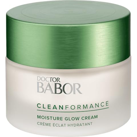BABOR Cleanformance Moisture Glow Cream travel jar on white surface for on-the-go hydration.