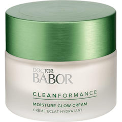 BABOR Cleanformance Moisture Glow Cream travel jar on white surface for on-the-go hydration.