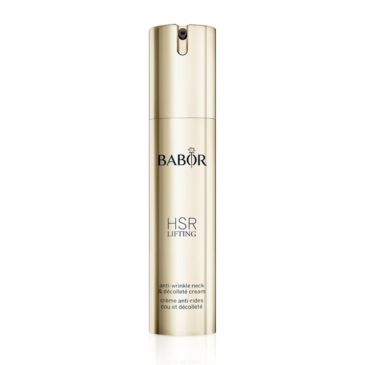 BABOR HSR lifting neck and décolleté cream bottle, premium packaging for targeted anti-aging care
