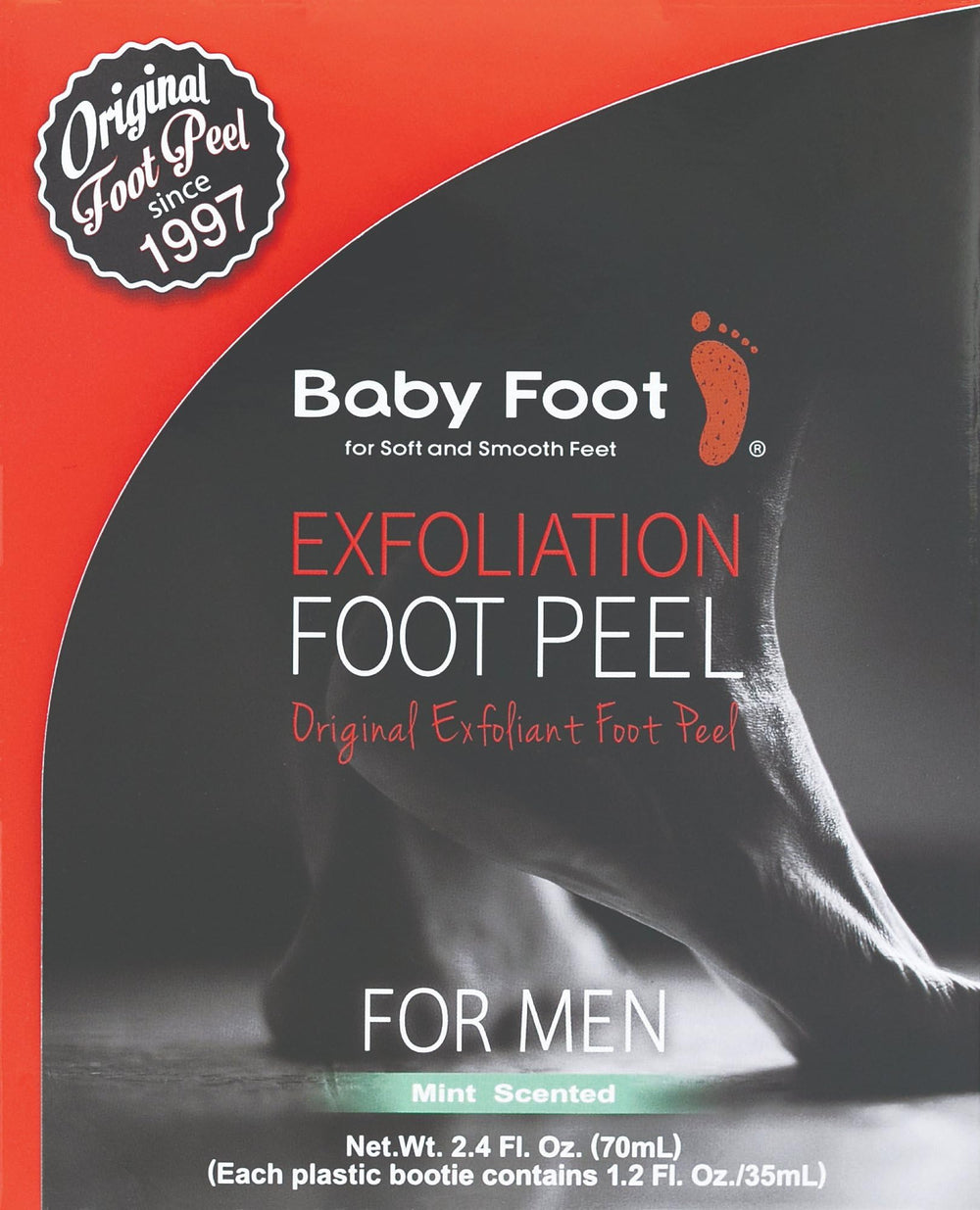 Baby Foot booties for both feet included, enabling complete at-home exfoliation.