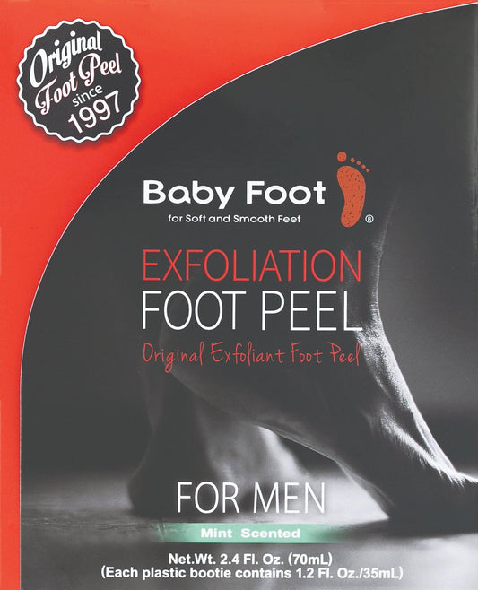 Baby Foot booties for both feet included, enabling complete at-home exfoliation.